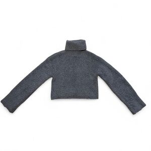 NWT Aerie Gray Cropped Fuzzy Teddy Plush Turtleneck Sweater Size Small